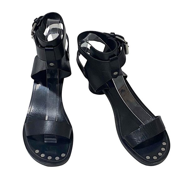 Isabel Marant Black Leather Jaeryn Mid Heel  Sandals, Size 37EU, Buckle - Picture 3 of 12